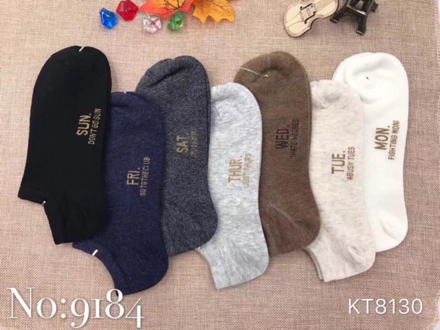 Lố 7 đôi tất tuần nam, nữ chất thun dày siêu đẹp