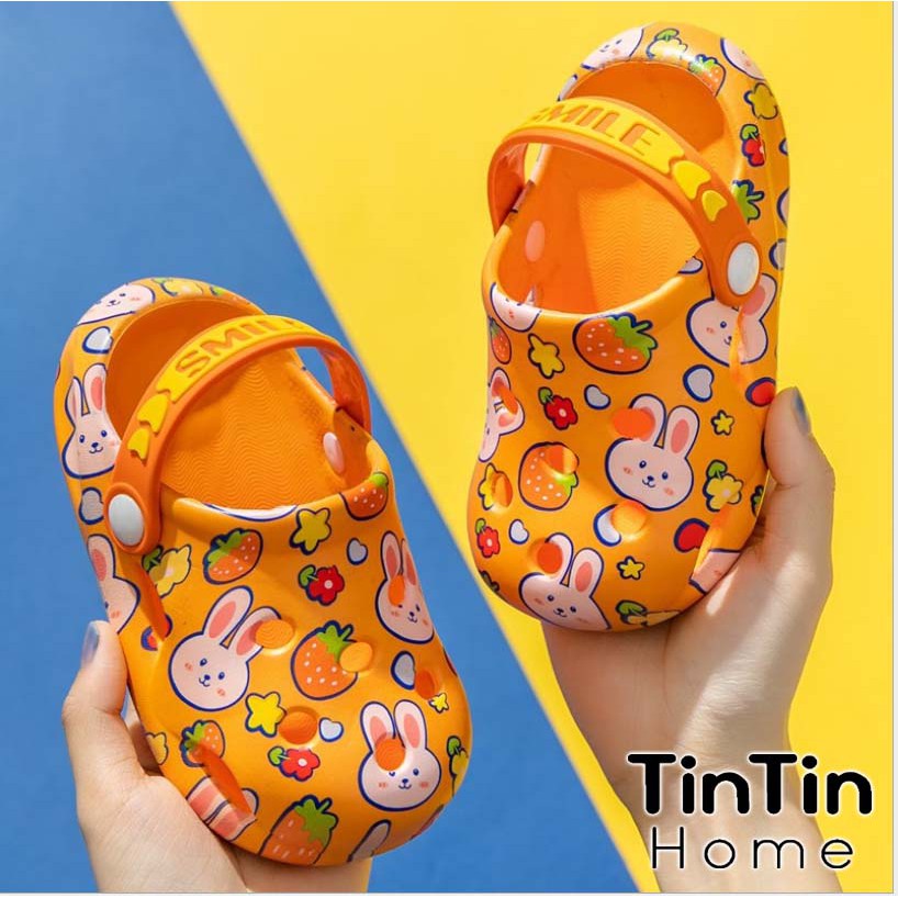 DÉP SỤC CHO BÉ TRAI, BÉ GÁI HỌA TIẾT KHỦNG LONG BUNNY SIÊU NHẸ CHALK BEAR SMILE, SANDAL TRẺ EM MÙA HÈ DTE10