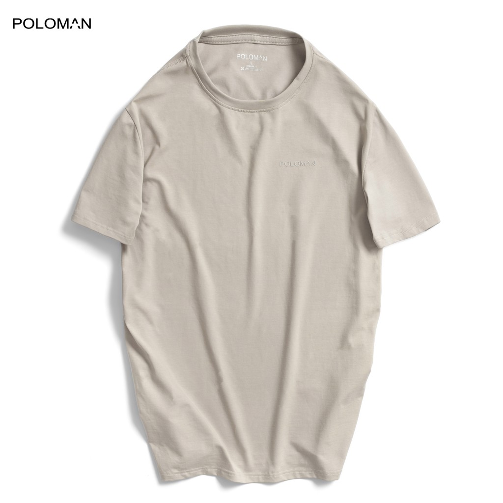 Áo thun nam cổ tròn POLOMAN vải Cotton co giãn,dày dặn, form regular fit B02