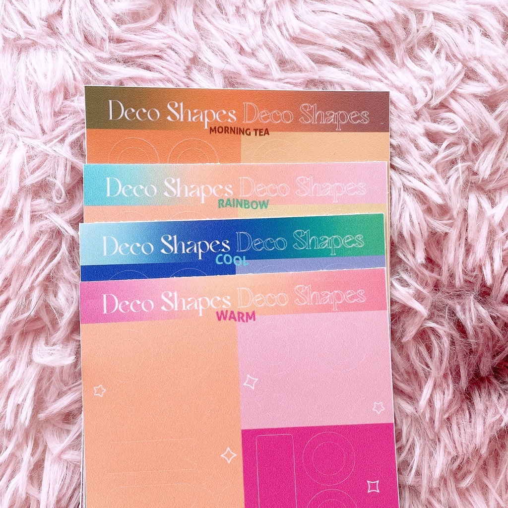 Set sticker Decor Shapes trang trí sổ bullet journal nhiều màu