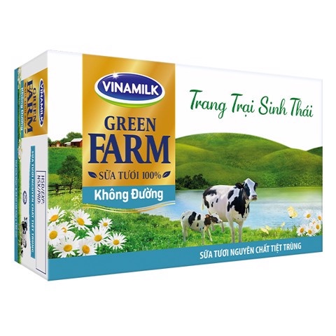 [HSD T6-2022] Thùng 48 Hộp Sữa Tươi Tiệt Trùng Vinamilk Green Farm Không Đường 180ml
