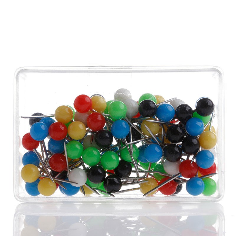 Set 100 Ghim Đầu Tròn Nhiều Màu Sắc Dùng Trong May Vá