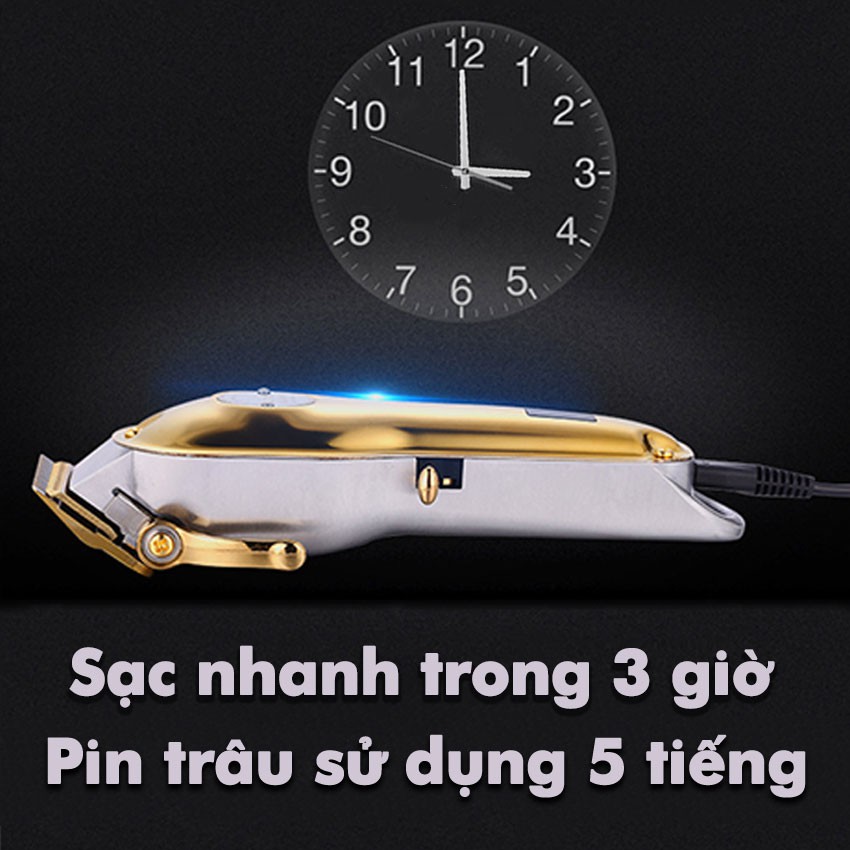 Tông đơ cắt tóc không dây Kemei-1986 màn hình hiển thị LCD chuyên nghiệp pin trâu 5h dùng để cắt, fade, tattoo, tỉa tóc