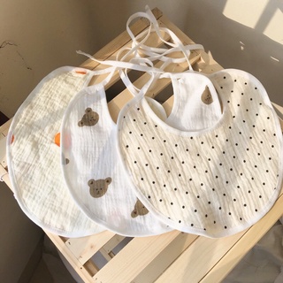 Yếm tròn xô muslin nhăn 4 lớp cho bé