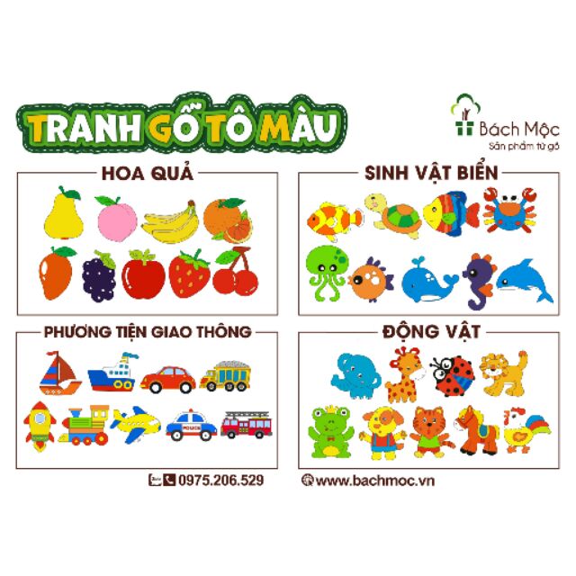 Tranh gỗ tô màu quà 1/6
