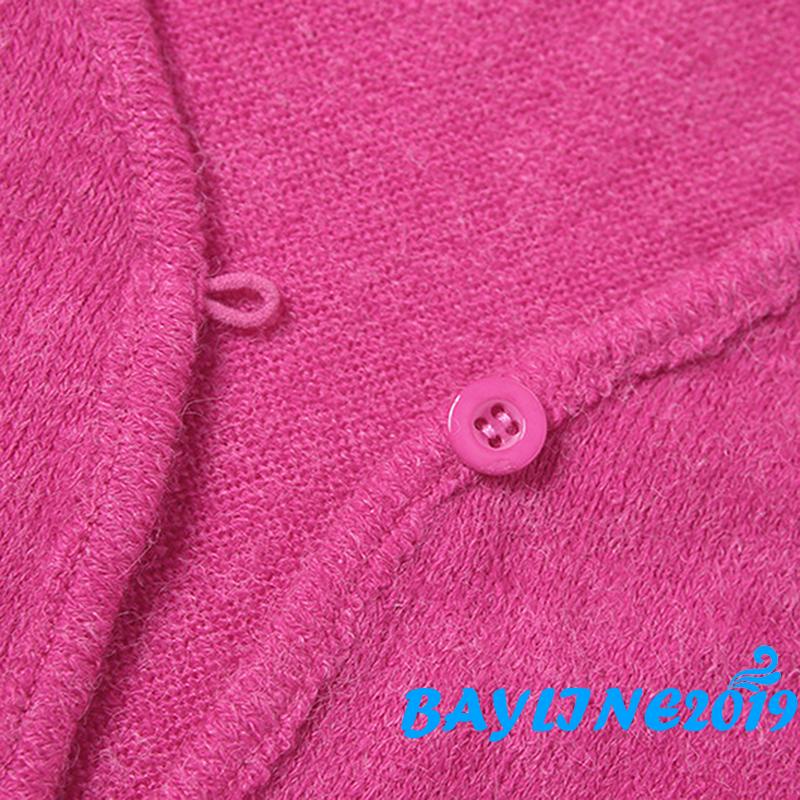 Áo Khoác Len Tay Dài Cổ Chữ V Màu Trơn Thời Trang Dành Cho Nữ