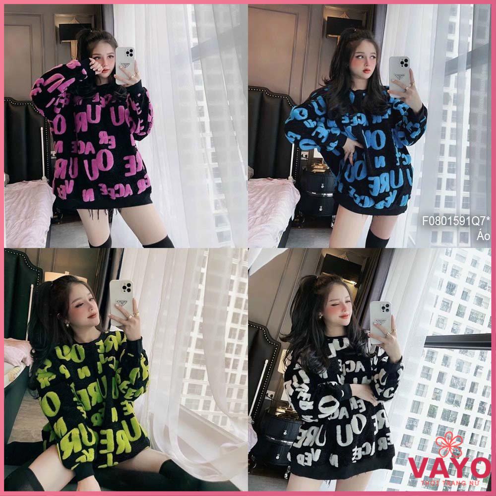 Áo Len Nữ Form Rộng VAYO, Áo Len Cổ Tròn Tay Dài Đẹp Dáng Rộng Kiểu Hàn Quốc Thời Trang Thu Đông Chữ Dưới 70kg | BigBuy360 - bigbuy360.vn