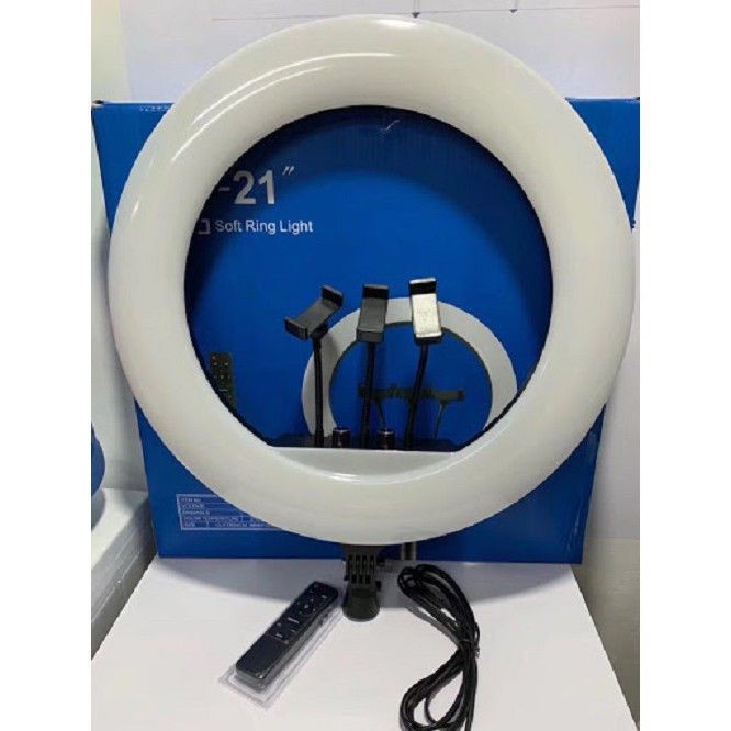 Đèn Livestream loại to 54 cm kẹp 3 điện thoại -hỗ trợ bán hàng Online Decor Trang Trí Làm Nail Makeup Quay phim Chụp Ảnh