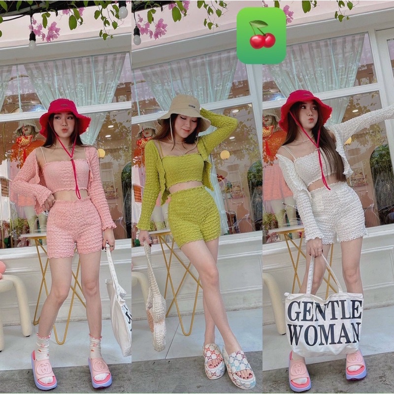 set xốp 3 món tay dài co giãn