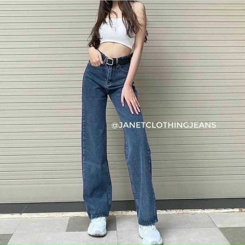 QUẦN JEANS ỐNG RỘNG LƯNG CAO
