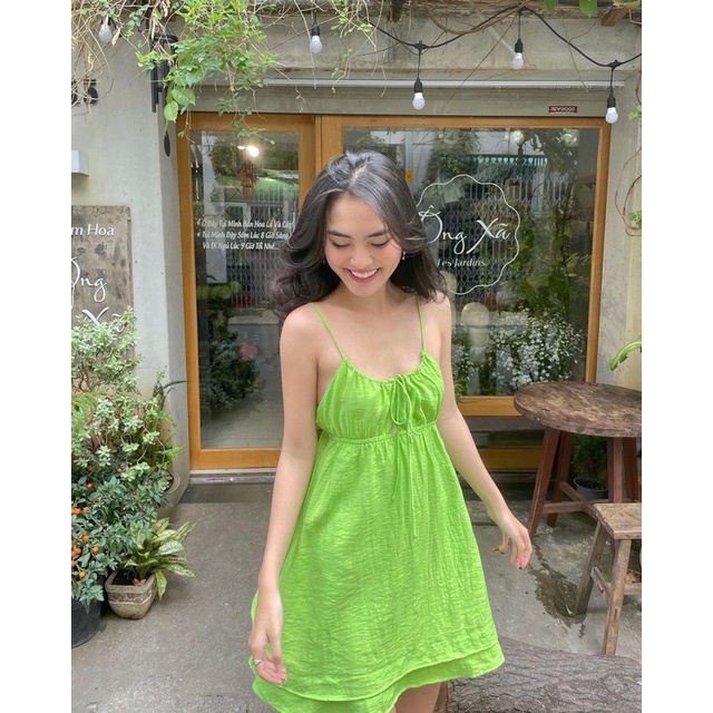 Pass đầm dottie xanh mạ sz M