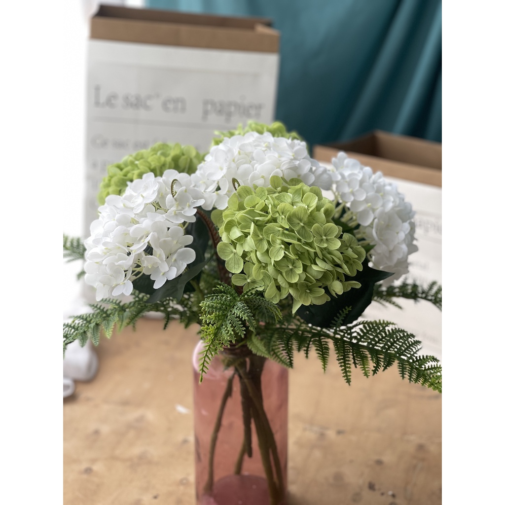 HOA GIẢ 🌺 HOA CẨM TÚ CẦU CAO SU CÀNH DÀI 46CM