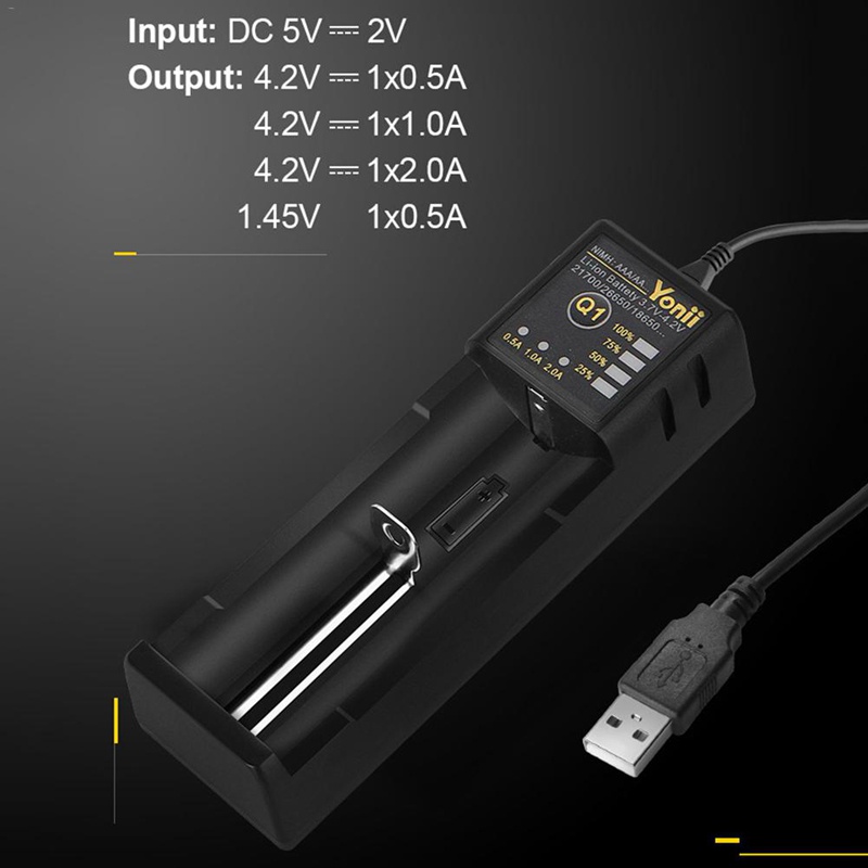 Bộ sạc pin 18650 26650 Usb Bộ sạc pin Lithium một khe cắm