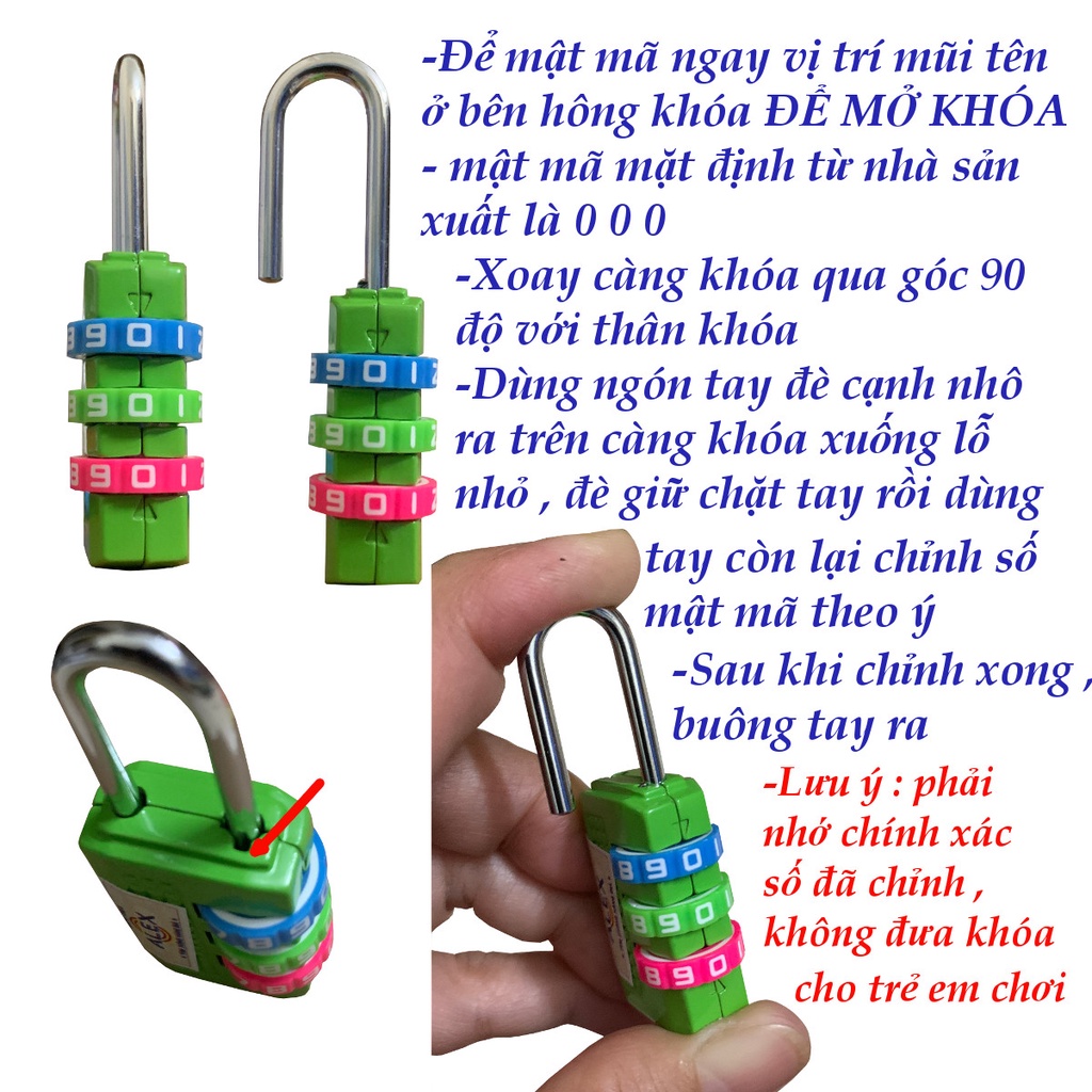 Ổ khóa số vali túi xách 3 số - chỉnh được mật mã theo ý muốn