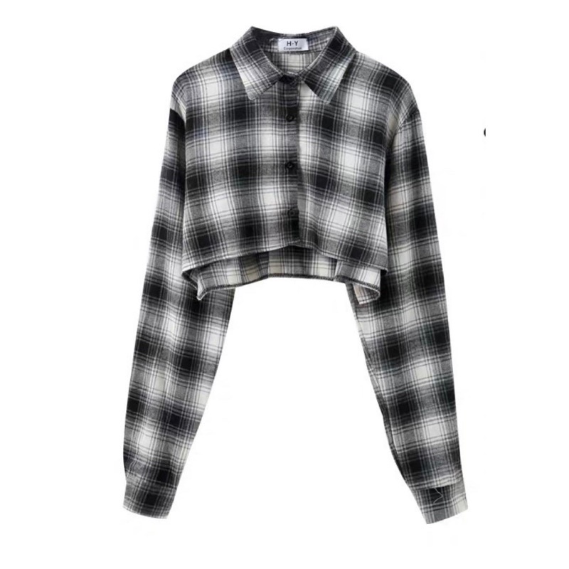 [ SẴN ] Áo khoác caro croptop