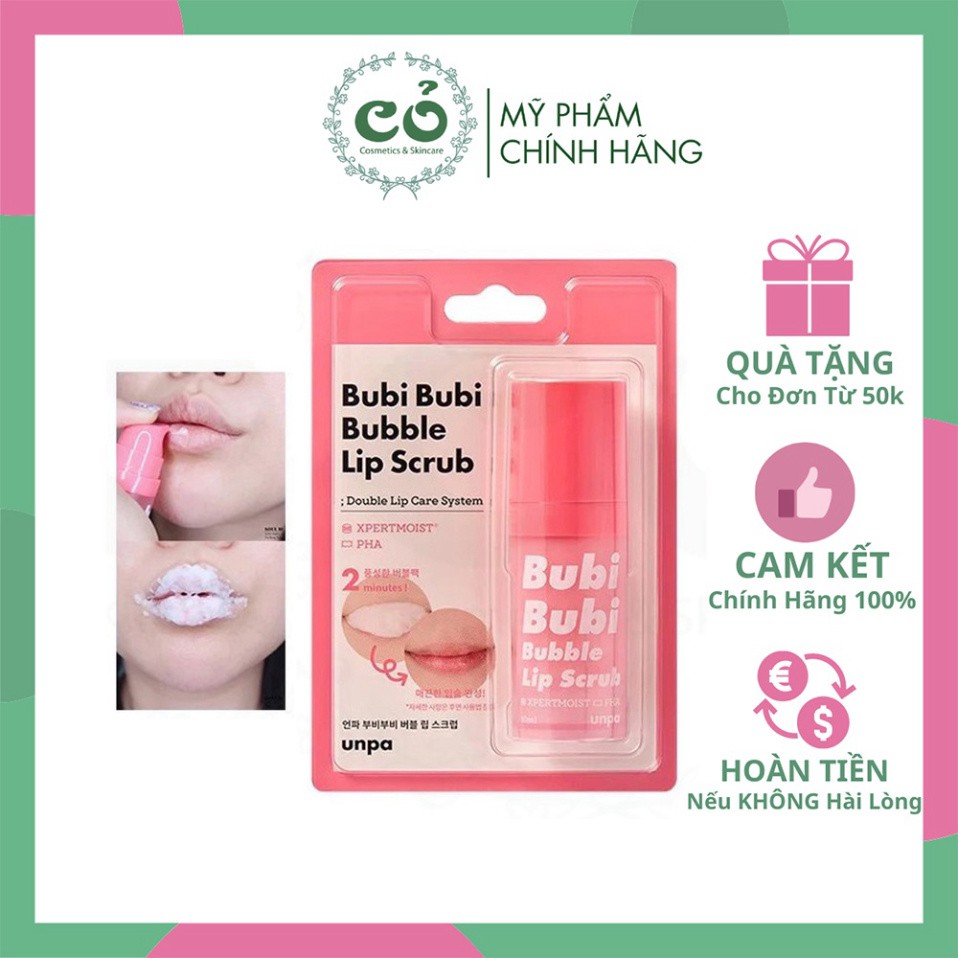 [G03] Gel sủi bọt tẩy tế bào chết môi Unpa Bubi Bubi Lip S002
