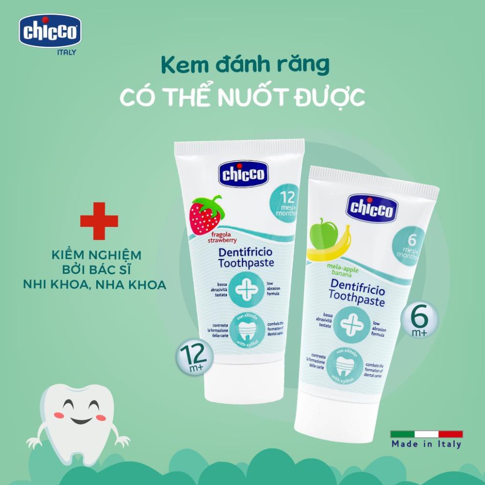 Kem Đánh Răng Hương Chuối - Táo Chicco 6M+ (CHÍNH HÃNG) CHO BÉ (CO114250)