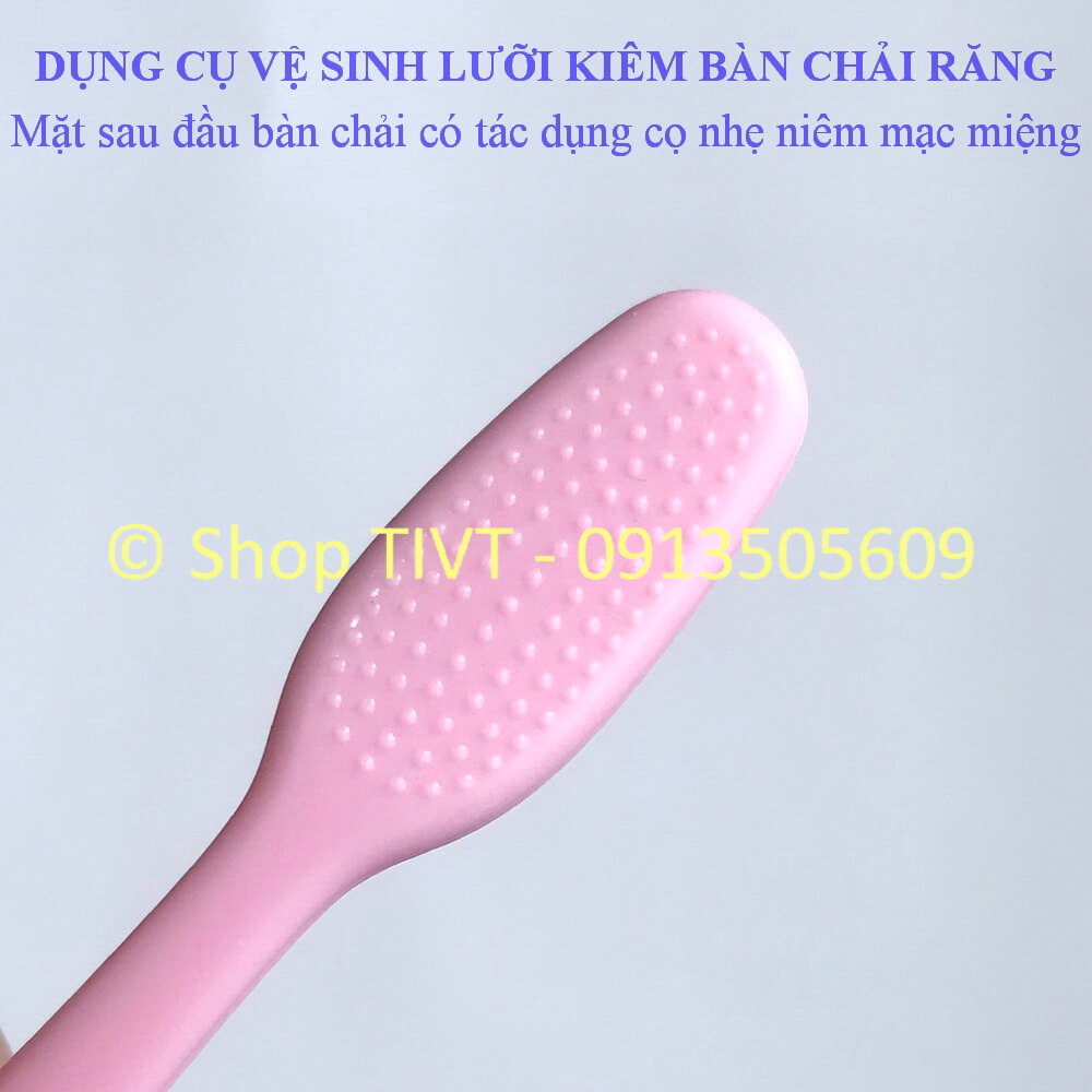 Dụng cụ răng miệng 2 đầu: dùng để vệ sinh lưỡi, làm bàn chải đánh răng, tiện ích 2 trong 1, bàn chải kiêm nạo lưỡi-TIVT