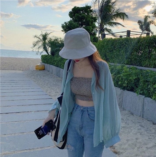 Áo Sơ Mi Nữ Voan Mỏng Khoác Ngoài Đi Biển Đi Chơi Siêu Xinh 6 Màu (ẢNH THẬT+VIDEO) | BigBuy360 - bigbuy360.vn