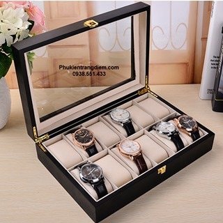 Hộp đựng đồng hồ 12 ngăn bọc da PU có chốt chống trộm