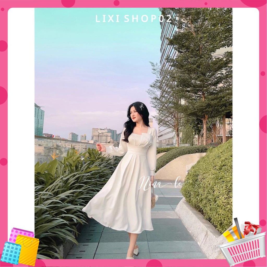 [New] Đầm trắng dự tiệc cổ xếp búp dáng cực chuẩn vải may kỹ 2 lớp | BigBuy360 - bigbuy360.vn