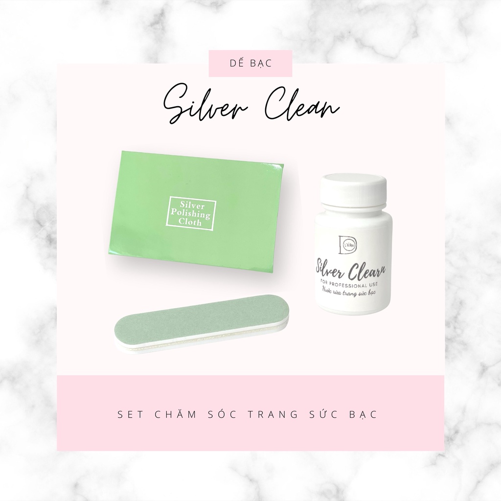 Combo làm sáng bạc nước rửa bạc khăn lau bạc thanh làm sáng bạc Sliver Clean Dế Bạc