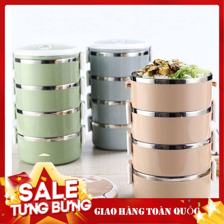 Cặp Lồng Đựng Thức Ăn Nhiệt Lúa Mạch 4 Tầng