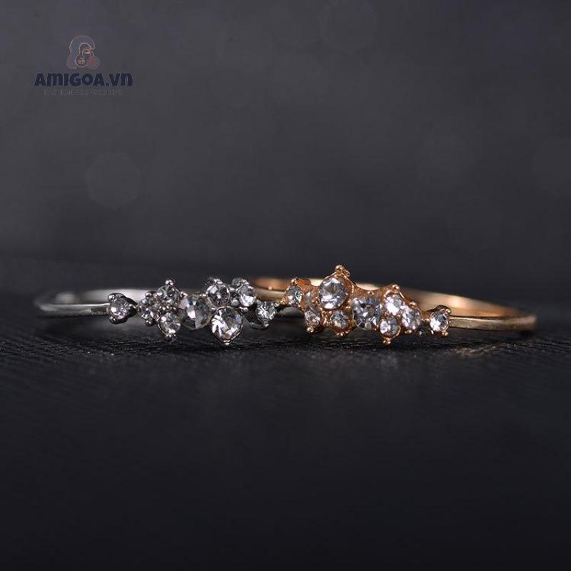 ✨✨Nhẫn Đính Hôn Nữ Mạ Vàng 14k Đính Kim Cương Nhân Tạo