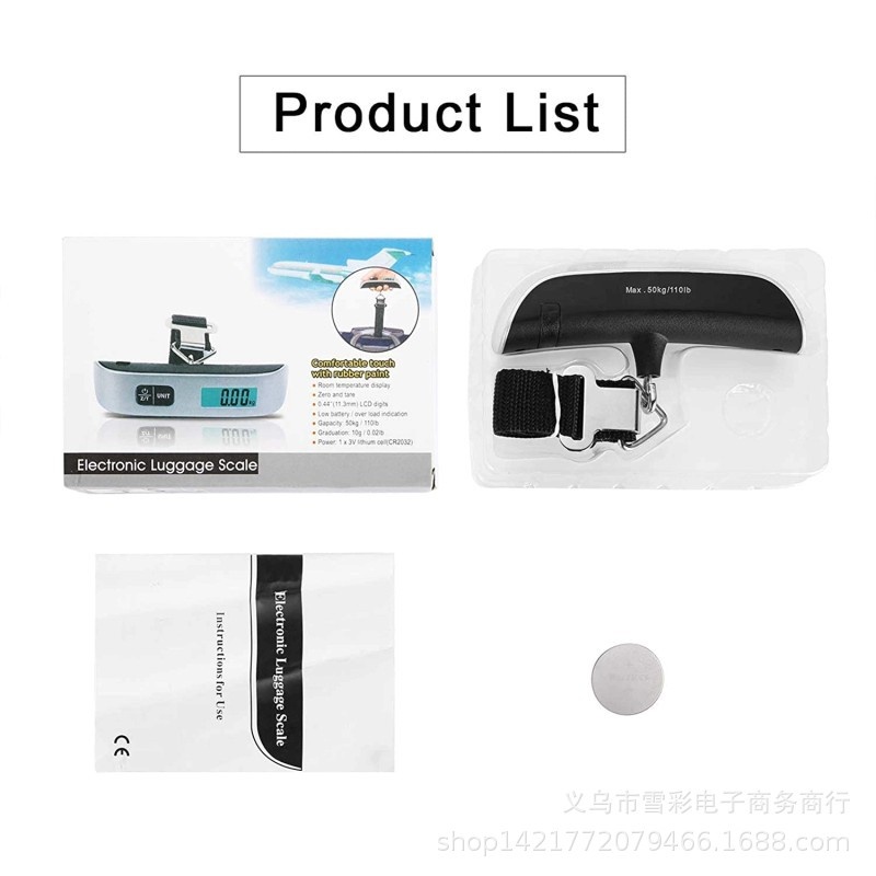 Cân Hành Lý Điện Tử Cầm Tay 110Lbs 50KG Màn Hình LCD Kỹ Thuật Số