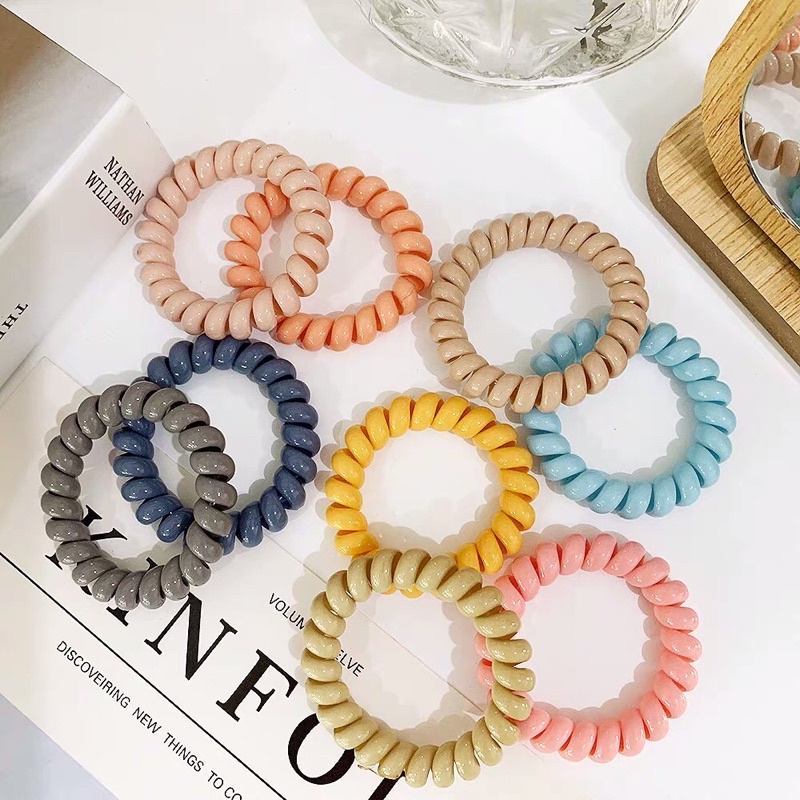 Dây thun chun buộc tóc dáng lò xo băng nhựa nhiều màu sắc phong càh quốc xin xắn cho nữ