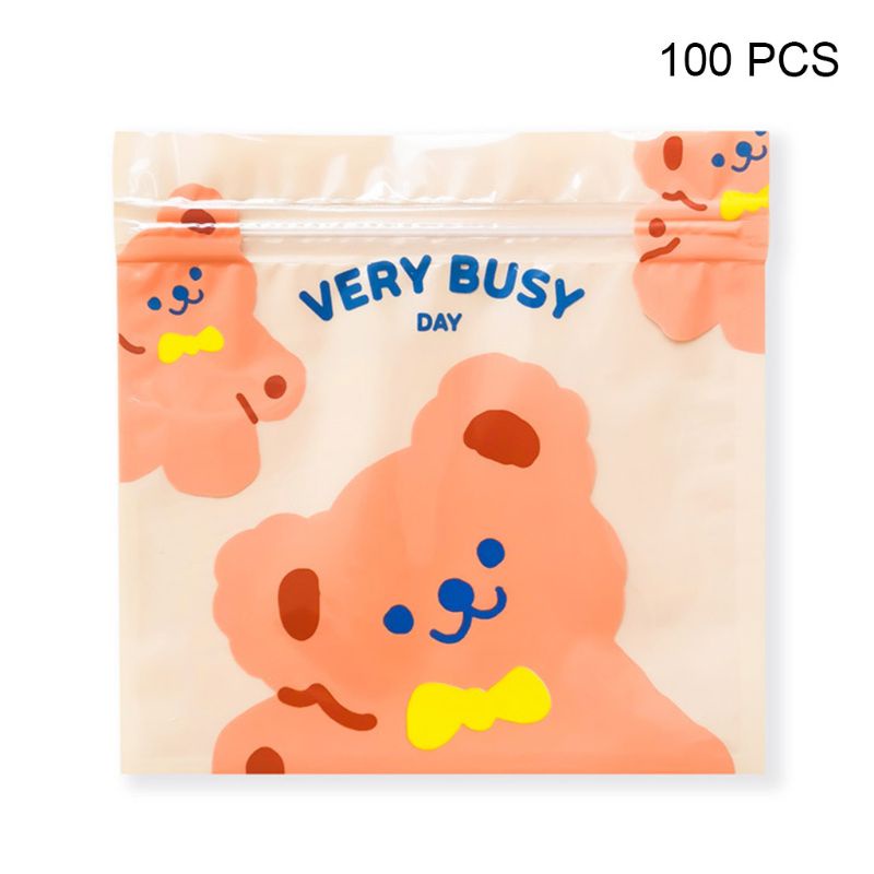 Set 100 Túi Nhựa Bảo Vệ Thực Phẩm Họa Tiết Hoạt Hình