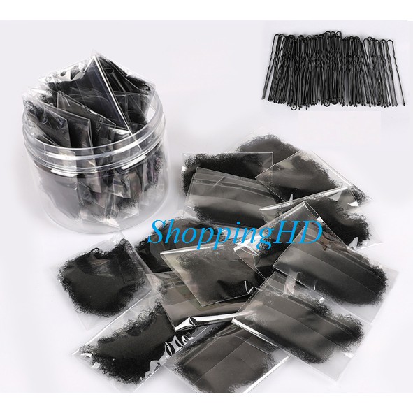 Combo 10 Lưới búi tóc tiếp viên kèm 10 kẹp chữ U