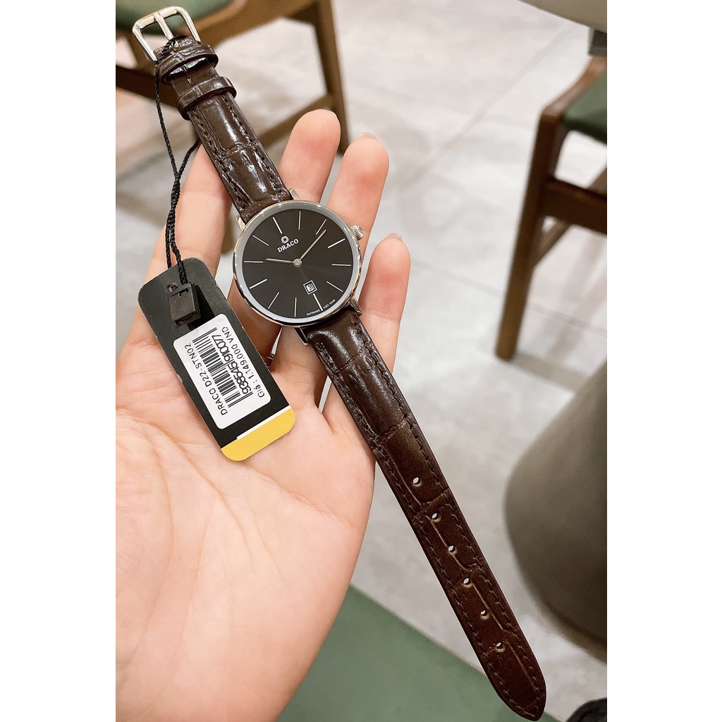 Đồng hồ nữ Draco D22-STN02 &quot;Classic Girl&quot; đen kết hợp chất liệu dây da bò màu đen - phụ kiện thời trang nữ nhẹ nhàng