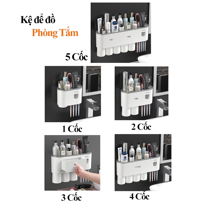 Bộ Nhả Kem Đánh Răng Tự Động Oenon - Kệ Để Đồ Phòng Tắm Đa Năng. Lavana