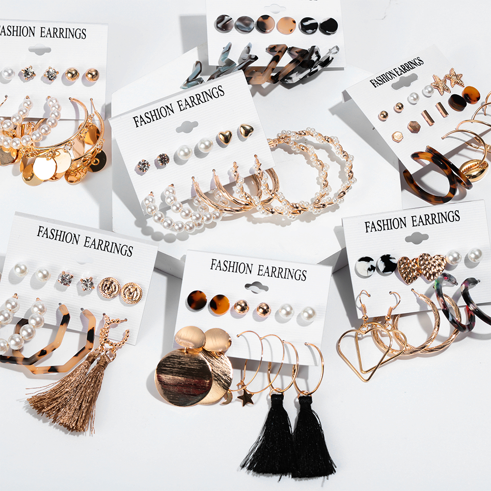 Bộ 37 cái bông tai phong cách sang trọng cho nữ