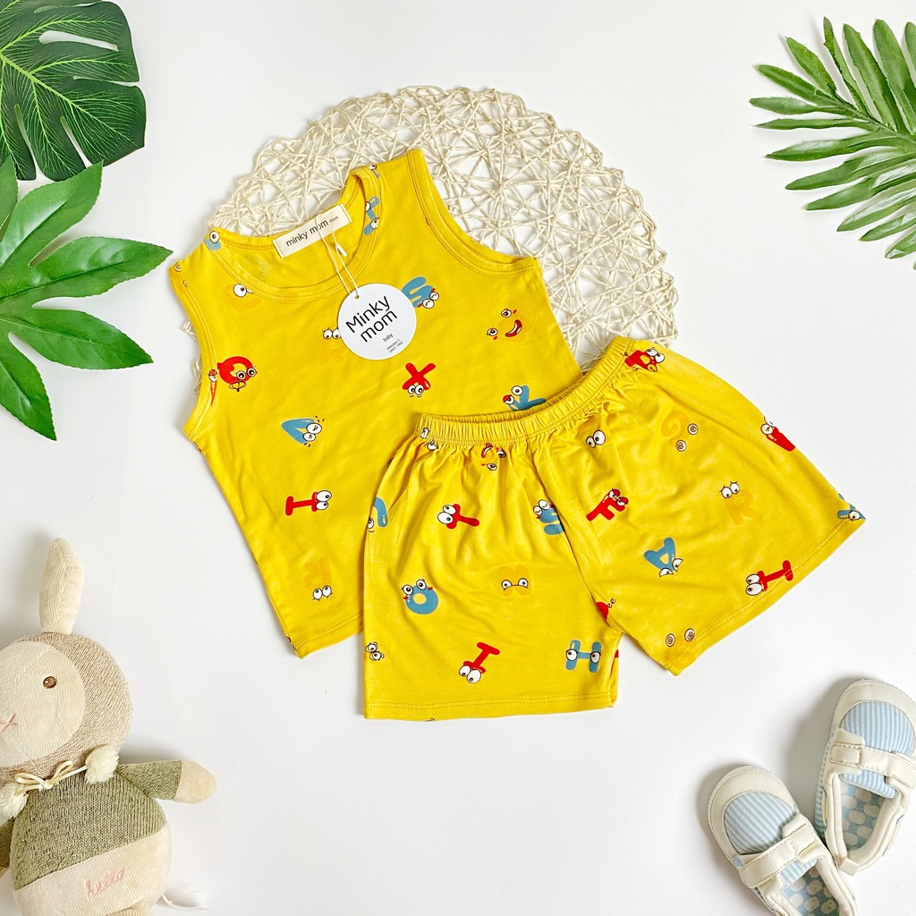 [6-18kg] Đồ Bộ Thun Cotton 100% MinkyMom Họa Tiết Chữ Cái Cho Bé Từ 6-18kg - MeGauu MM001 [Hình thật]