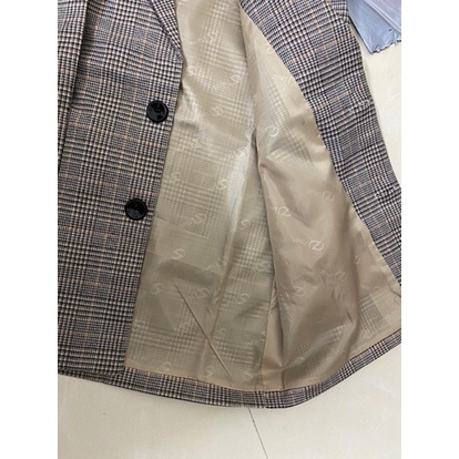 Áo khoác kẻ túi dọc ulzzang kẻ nâu kim tuyến Áo vest blazer 2 lớp công sở | BigBuy360 - bigbuy360.vn