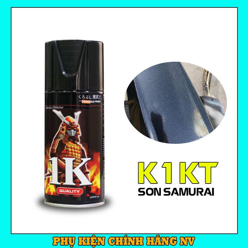 Sơn Samurai K1KT phủ bóng màu trong ánh kim chính hãng, sơn xịt dàn áo xe máy chịu nhiệt, chống nứt nẻ, kháng xăng