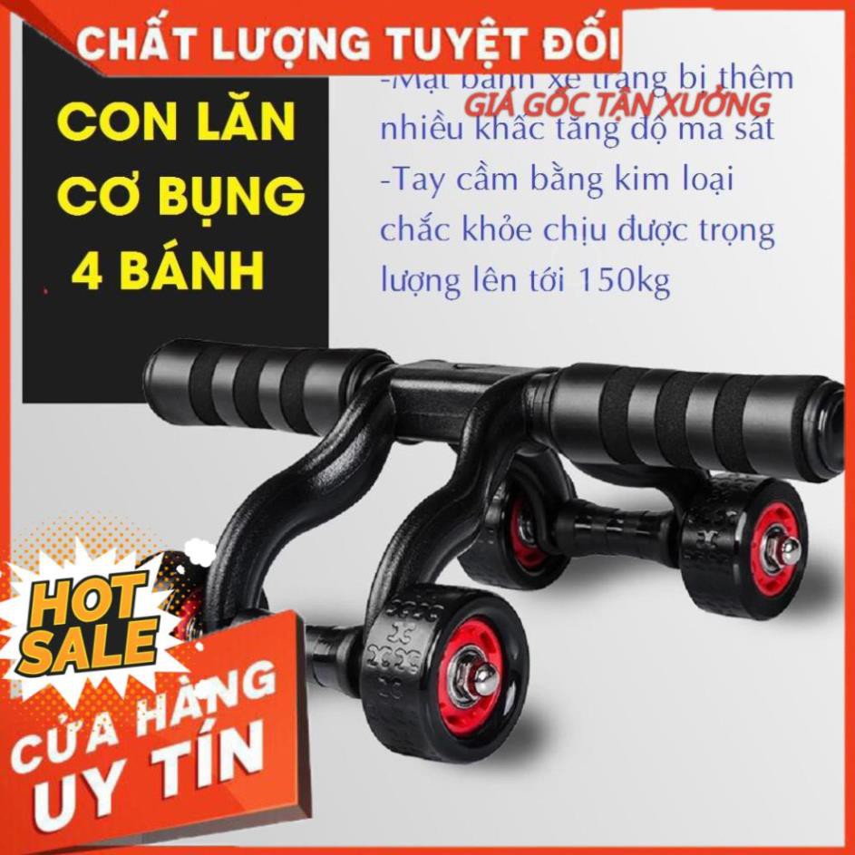 Con Lăn Tập Bụng 4 Bánh Hàng Cao Cấp Siêu Chắc Chắn Tặng Kèm Thảm Kê Đầu Gối