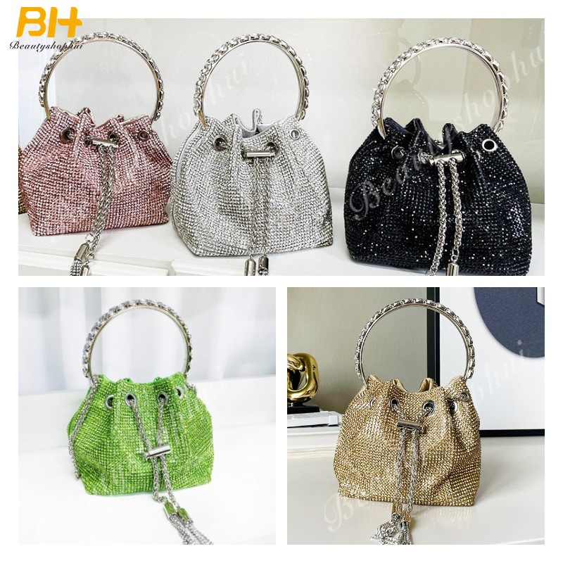 Túi Bucket Cầm Tay Đính Đá Phối Tua Rua Toàn Diện Thời Trang Cho Nữ