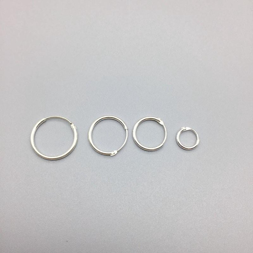 Khuyên tai bạc tròn trơn nhiều size có chốt  1 chiếc đường kính 1 cm-Trang sức TNC Jewellery