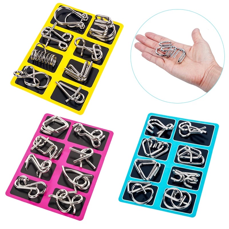 Set 8 đồ chơi xếp hình bằng kim loại theo phương pháp Montessori cho bé