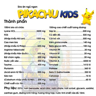 Vitamin tổng hợp bổ cho bé Pikachu Kids dạng siro giúp bé ăn ngon ngủ ngon tăng cường sức khỏe và sức đề kháng tăng cân