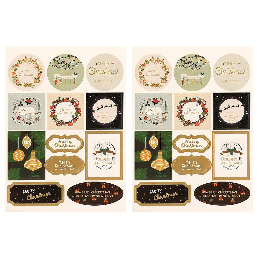 Set 2 / 8 Tờ Nhãn Dán Trang Trí Bánh Quy / Kẹo Giáng Sinh