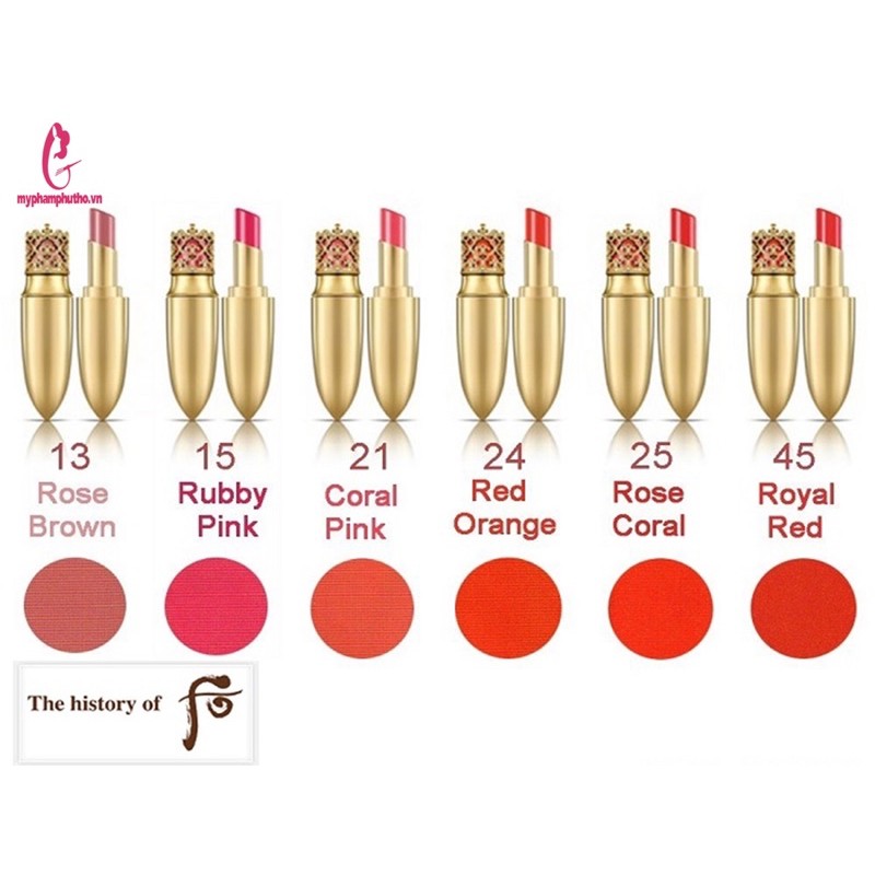 Chuẩn Auth - Son môi Hoàng Cung Whoo Luxury Lip Rouge sẵn 24 đỏ cam