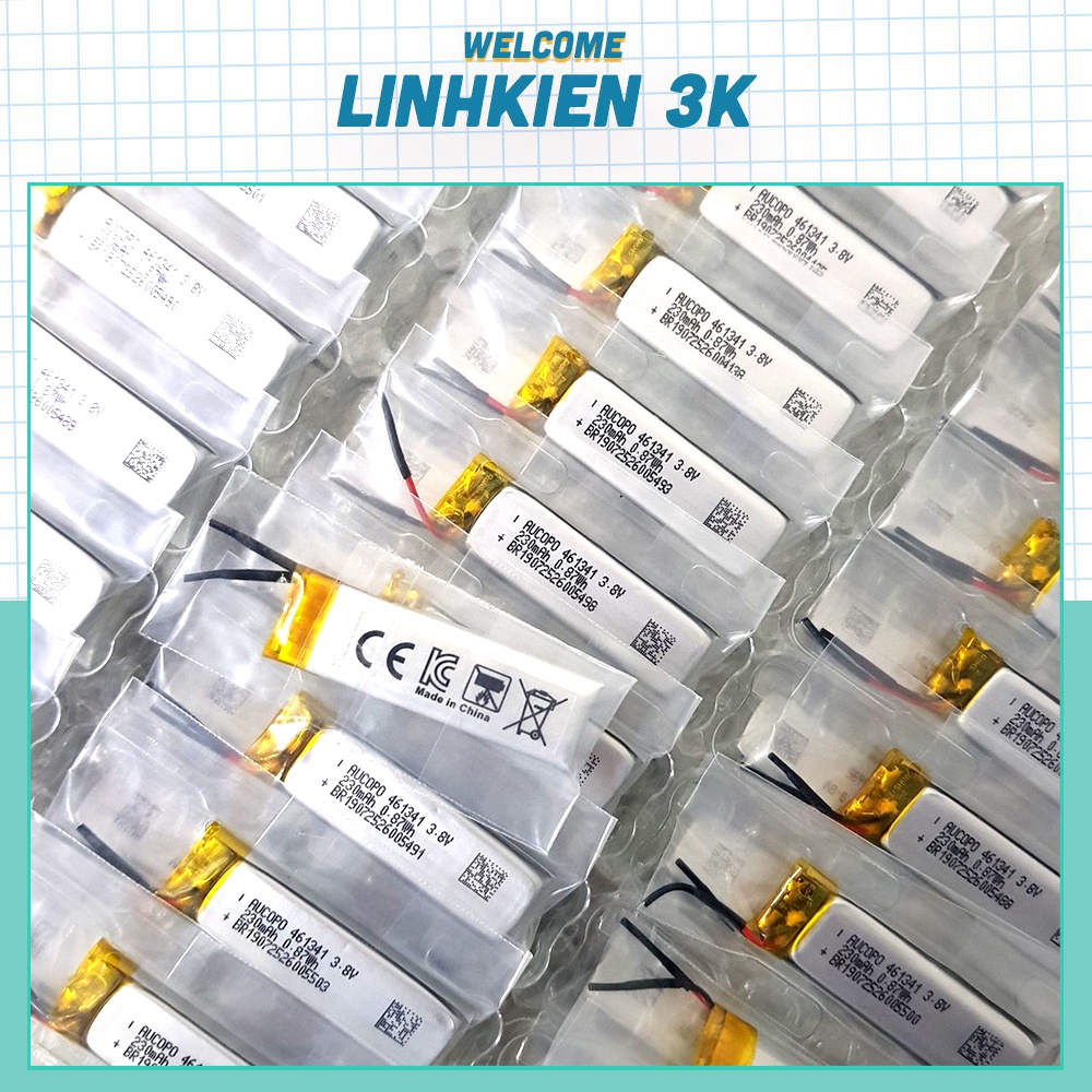Pin 3.7v 230mAh 41x13x4.6MM 461341Hãng AUCOPO chế đồ DIY