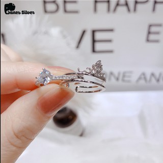 Nhẫn Bạc Nữ Ghép Vương Miện Chất Liệu Bạc Ta Cao Cấp - Ganes silver
