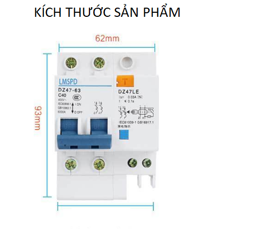 Cầu dao chống giật chống dòng dò bảo vệ quá tải 2P 63A LW aptomat chống giật