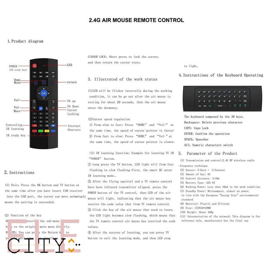 Điều Khiển Từ Xa Tích Hợp Bàn Phím Không Dây 22ele 2.4g Cho Smart Android 7.1 Tv Box Mx3 Mini