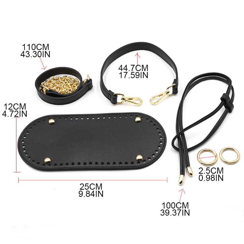 Set 5 Phụ Kiện Đan Móc Thủ Công Làm Túi Xách/ Đeo Vai Bằng Da Nhân Tạo DIY
